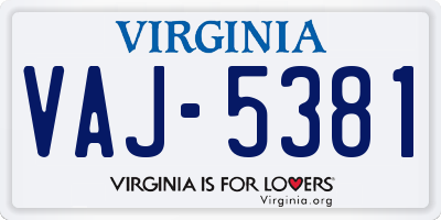 VA license plate VAJ5381