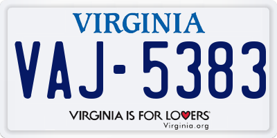 VA license plate VAJ5383
