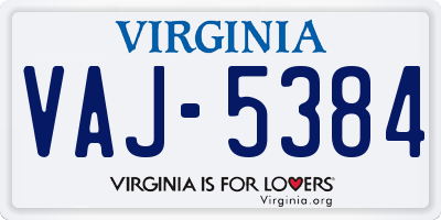 VA license plate VAJ5384