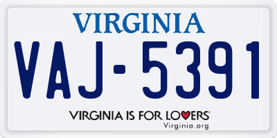VA license plate VAJ5391