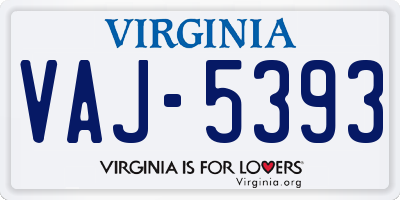 VA license plate VAJ5393