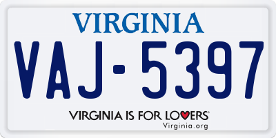 VA license plate VAJ5397