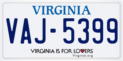 VA license plate VAJ5399