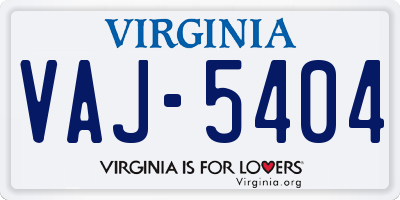 VA license plate VAJ5404