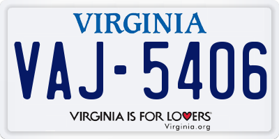 VA license plate VAJ5406