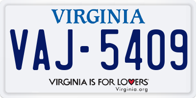 VA license plate VAJ5409