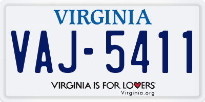VA license plate VAJ5411
