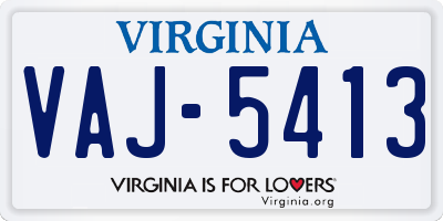 VA license plate VAJ5413
