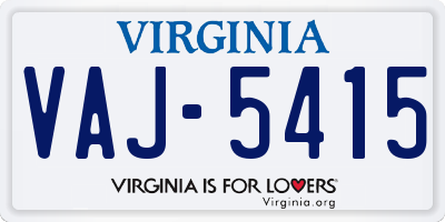 VA license plate VAJ5415