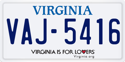 VA license plate VAJ5416