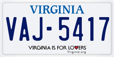 VA license plate VAJ5417