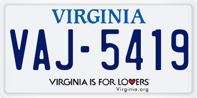 VA license plate VAJ5419