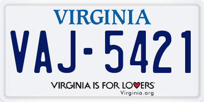 VA license plate VAJ5421