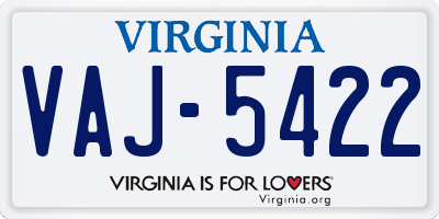VA license plate VAJ5422