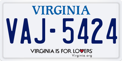 VA license plate VAJ5424