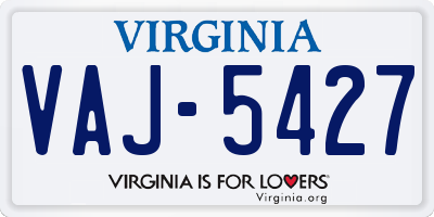 VA license plate VAJ5427