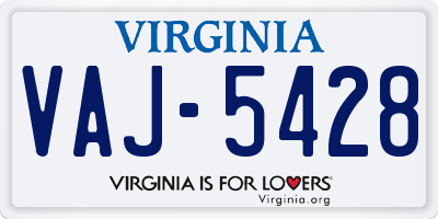 VA license plate VAJ5428