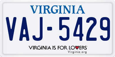 VA license plate VAJ5429