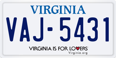 VA license plate VAJ5431