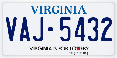 VA license plate VAJ5432
