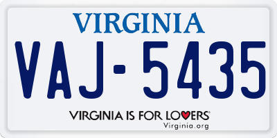 VA license plate VAJ5435