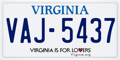 VA license plate VAJ5437