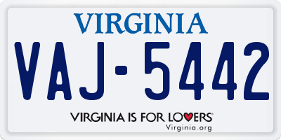 VA license plate VAJ5442