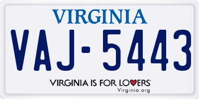 VA license plate VAJ5443