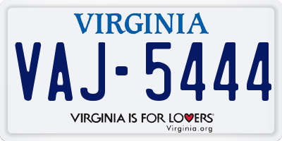 VA license plate VAJ5444