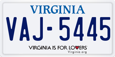 VA license plate VAJ5445