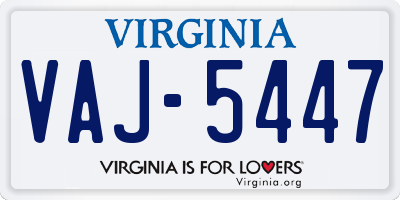 VA license plate VAJ5447