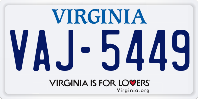 VA license plate VAJ5449