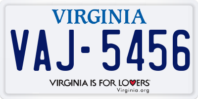 VA license plate VAJ5456