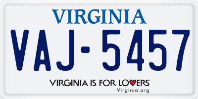 VA license plate VAJ5457