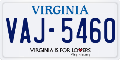 VA license plate VAJ5460