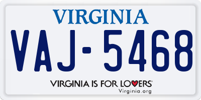 VA license plate VAJ5468