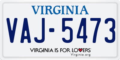 VA license plate VAJ5473