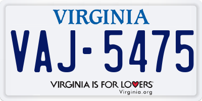 VA license plate VAJ5475