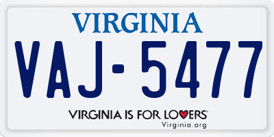 VA license plate VAJ5477