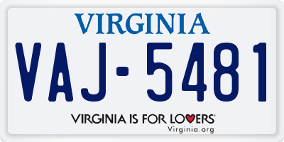 VA license plate VAJ5481