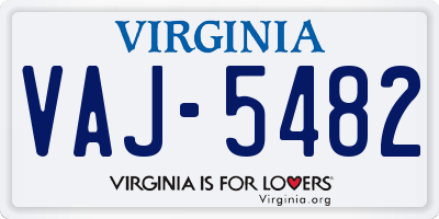 VA license plate VAJ5482