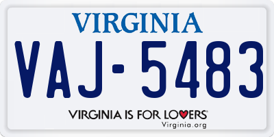 VA license plate VAJ5483