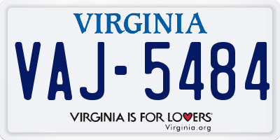 VA license plate VAJ5484