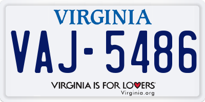 VA license plate VAJ5486