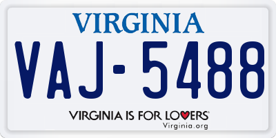 VA license plate VAJ5488