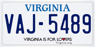 VA license plate VAJ5489