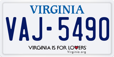 VA license plate VAJ5490