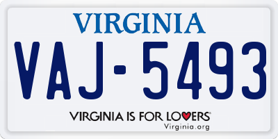 VA license plate VAJ5493