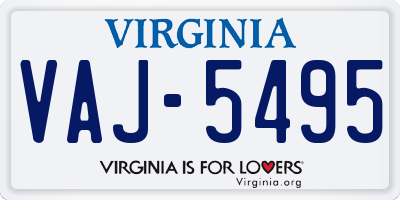 VA license plate VAJ5495
