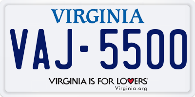 VA license plate VAJ5500